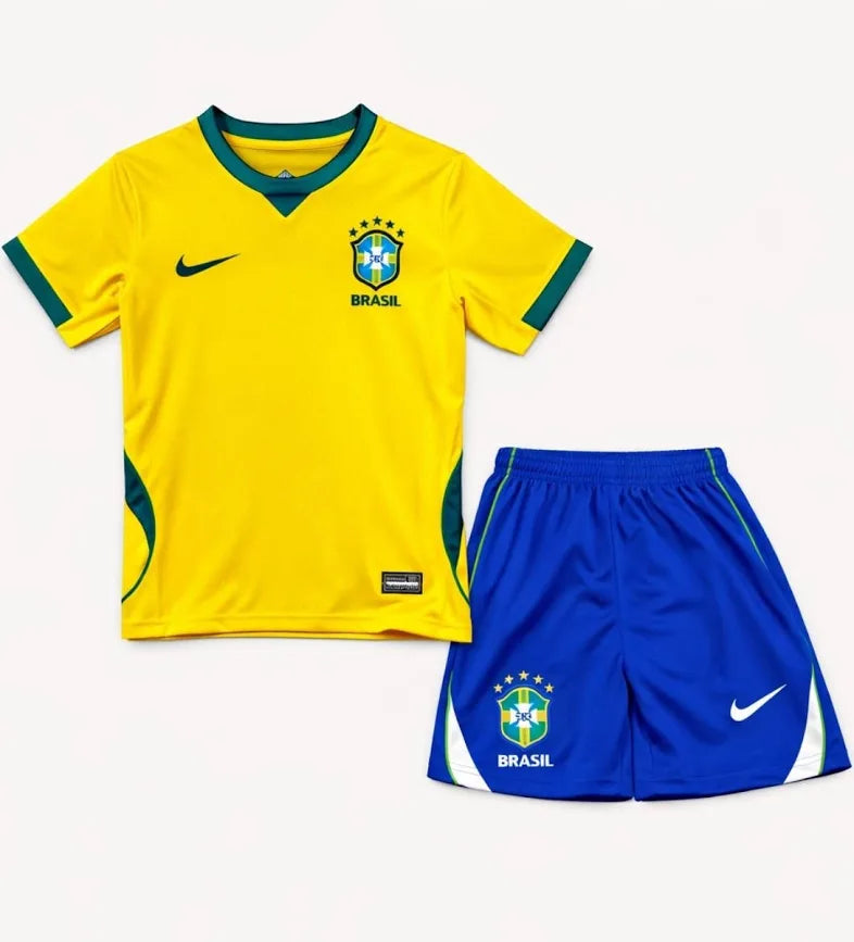 Conjunto Infantil Brasil Copa 2026 Amarelo e Azul